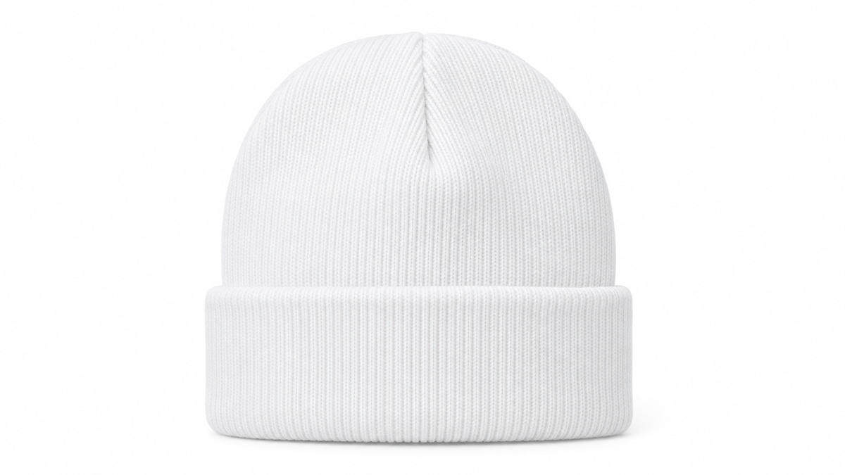 Blank white cuffed beanie