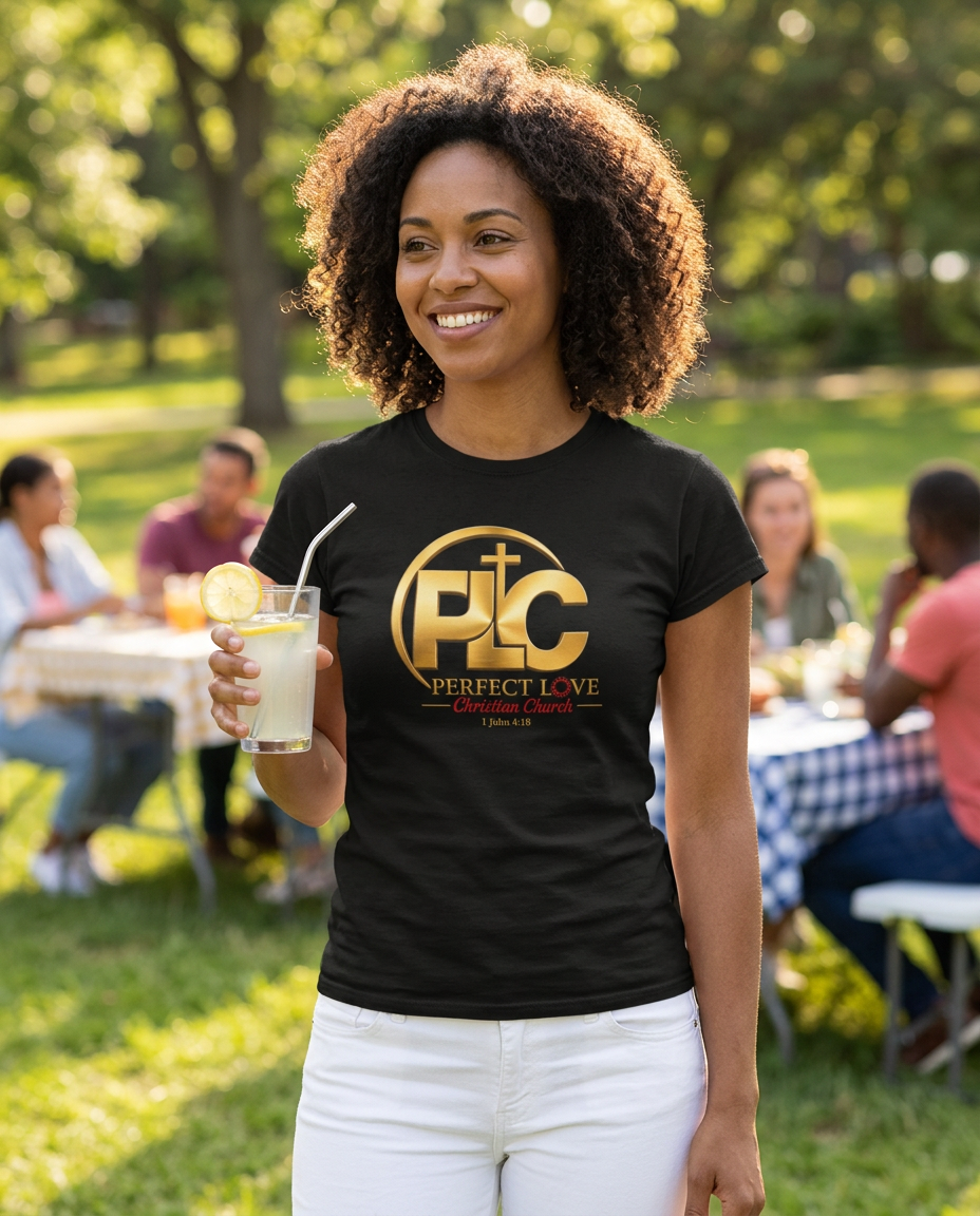 PLCC Women's R2L Fitted T-Shirt (Gold Logo) - lifestyle photo