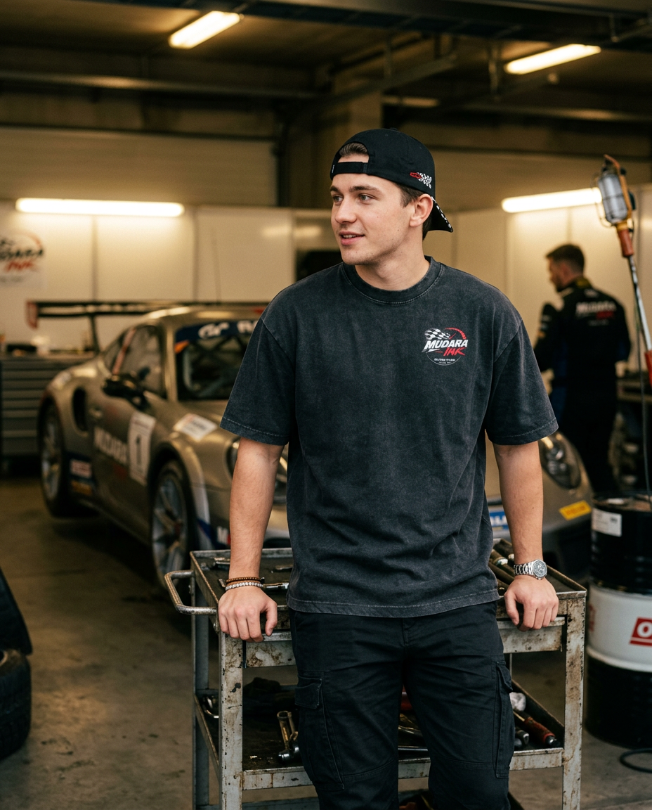 Mudara Ink "Racing Team" Washed Graphic Tee - lifestyle photo