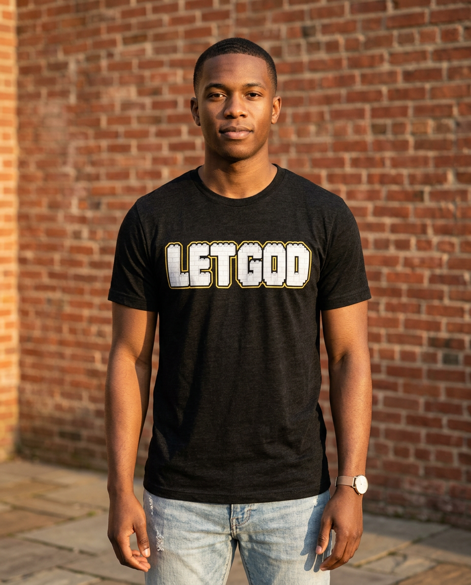 Let God Brick by Brick Short sleeve T-shirt - lifestyle photo