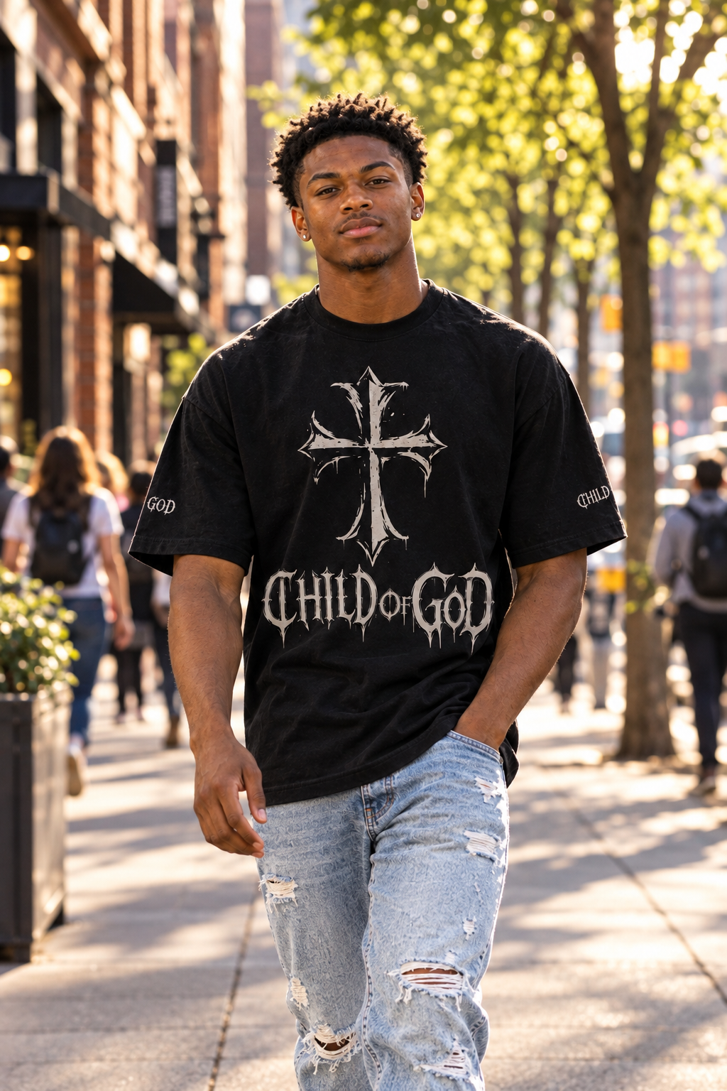 Child Of God 235GSM Men's Low-Shrink Cool-Touch Cotton T-Shirt - lifestyle photo