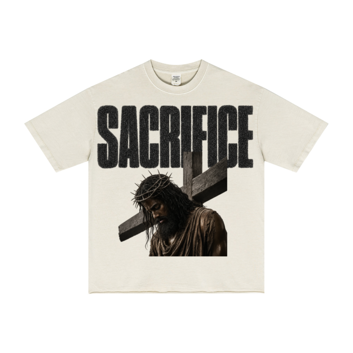 275GSM Men's Double-Yarn Raw-Edge Pigment-Wash T-Shirt Apricot