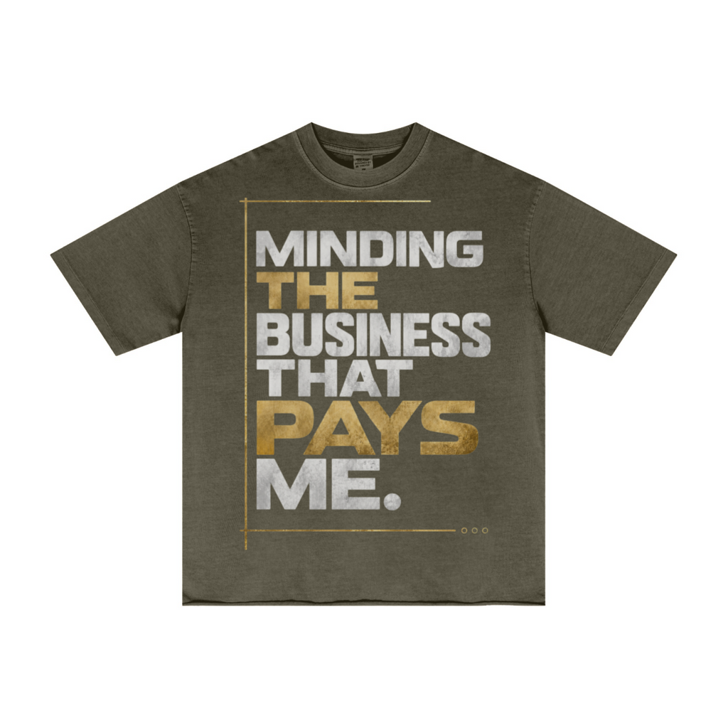 275GSM Men's Double-Yarn Raw-Edge Pigment-Wash T-Shirt Dark green