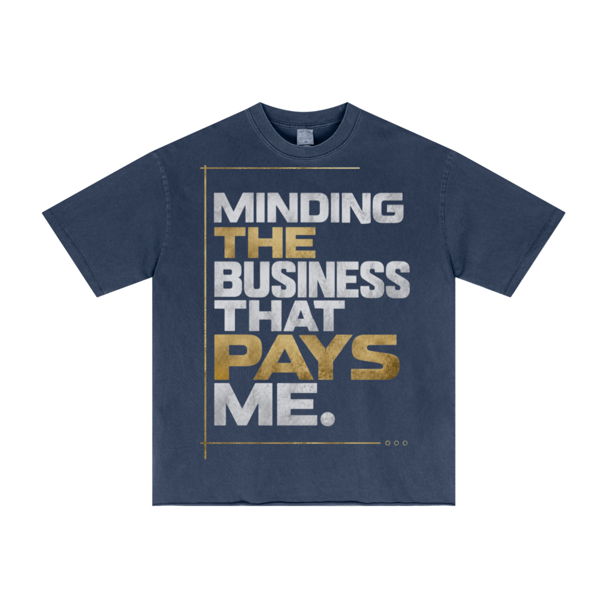 275GSM Men's Double-Yarn Raw-Edge Pigment-Wash T-Shirt Dark blue