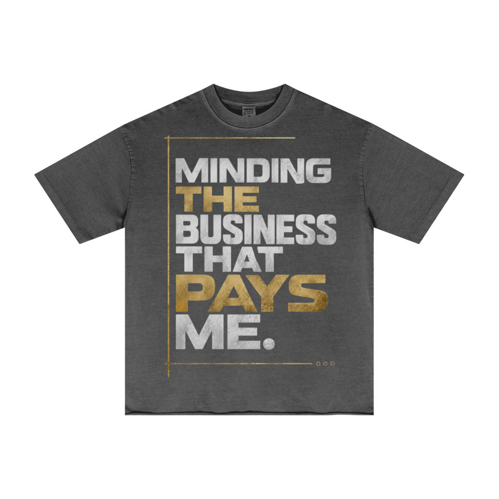 275GSM Men's Double-Yarn Raw-Edge Pigment-Wash T-Shirt Dark grey