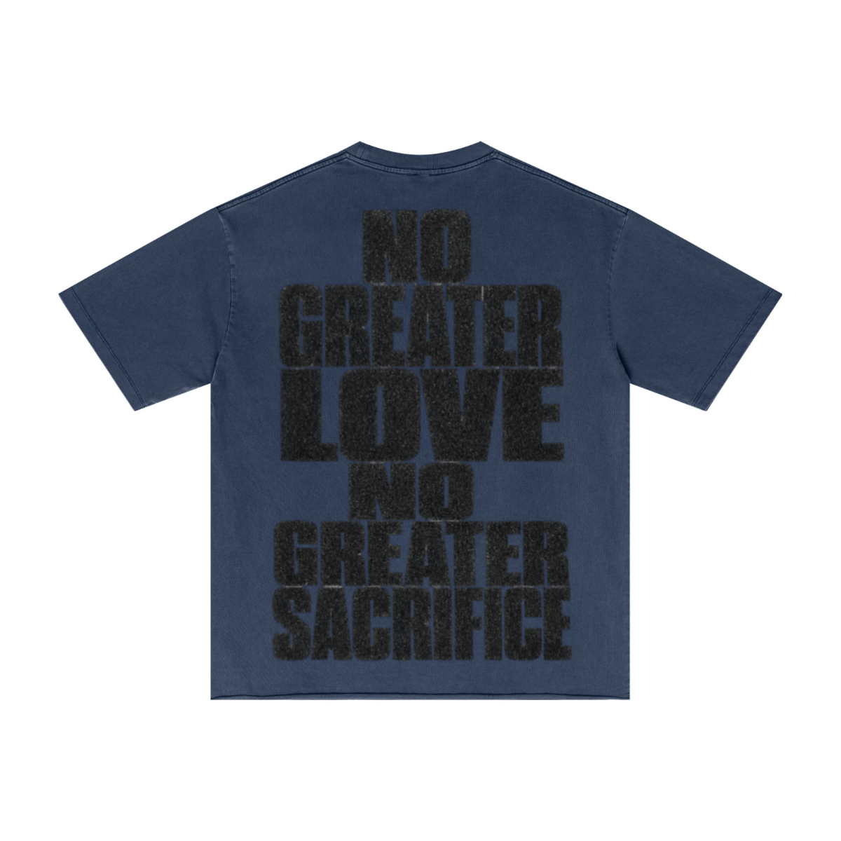 275GSM Men's Double-Yarn Raw-Edge Pigment-Wash T-Shirt Dark blue