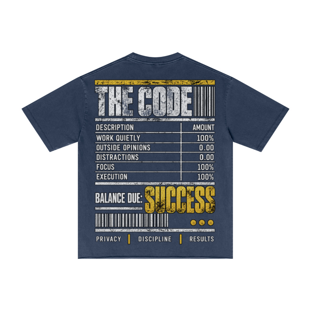 275GSM Men's Double-Yarn Raw-Edge Pigment-Wash T-Shirt Dark blue