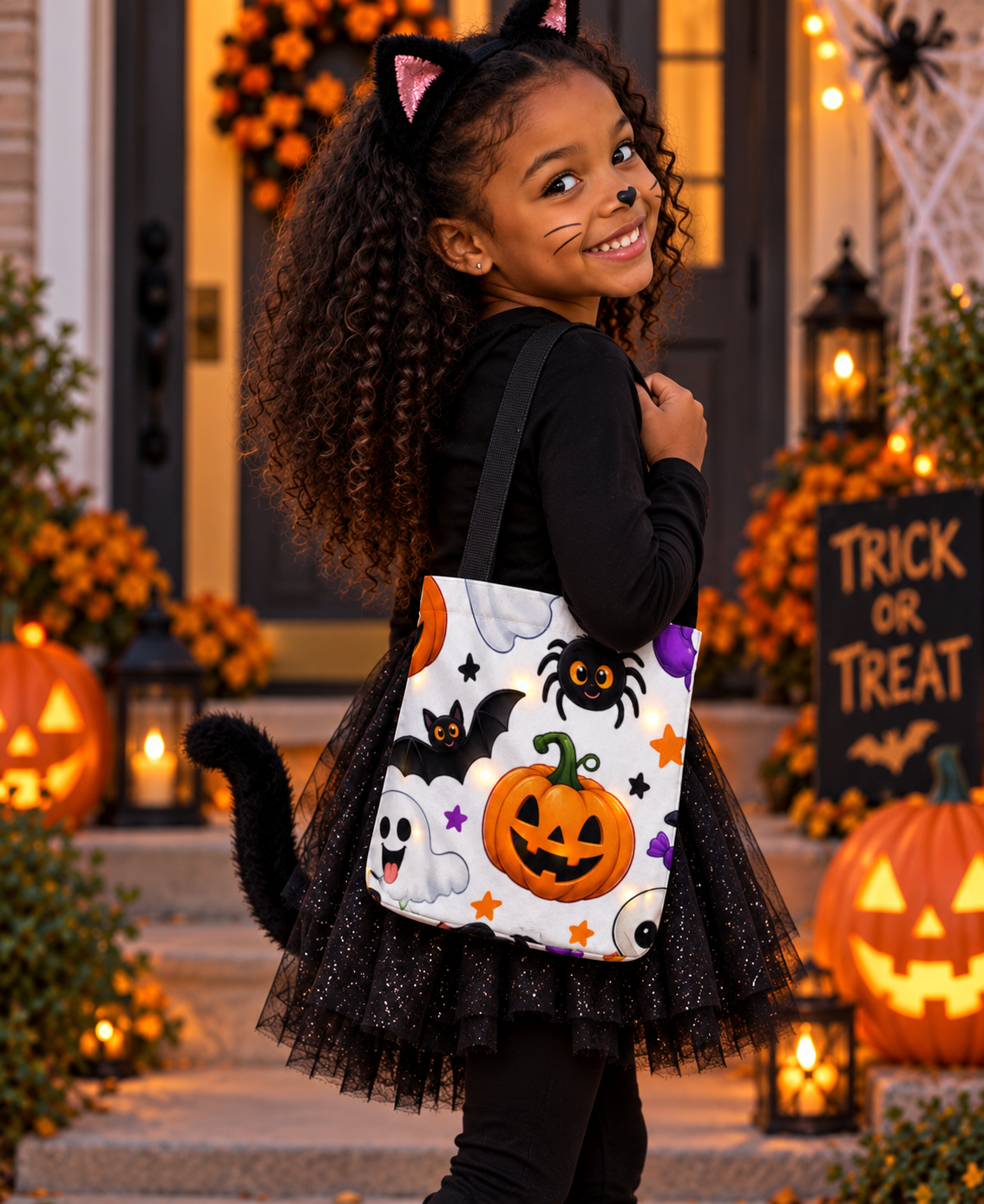 Kids Halloween Print LED-Illuminated Bucket Bag